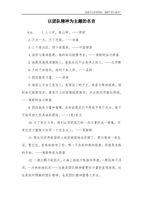 以团队精神为主题的名言