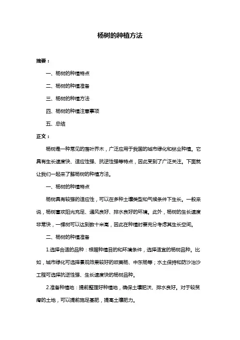 杨树的种植方法