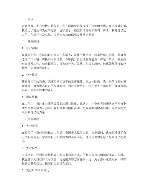 就业失业个人工作总结