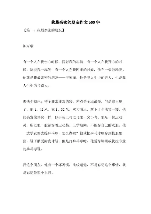 我最亲密的朋友作文500字