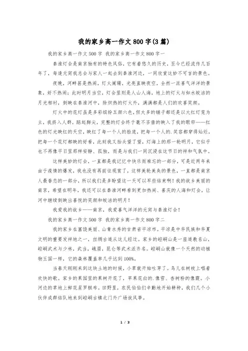 我的家乡高一作文800字(3篇)