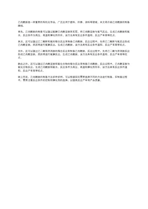 己内酰胺制备路线