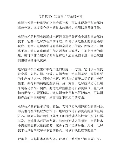 电解技术：实现离子与金属分离