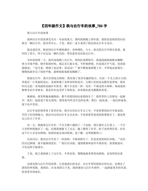【四年级作文】我与自行车的故事_750字