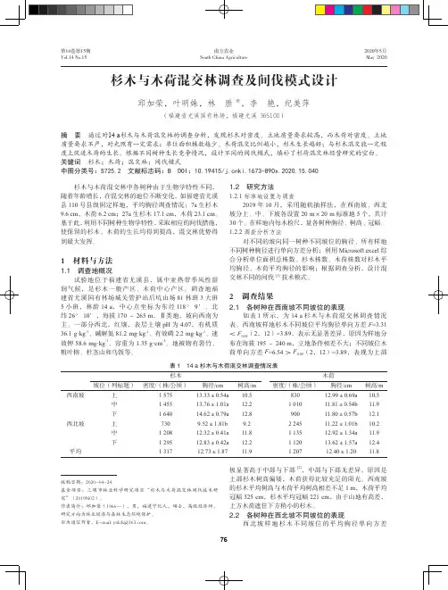 杉木与木荷混交林调查及间伐模式设计