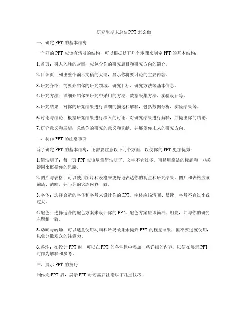 研究生期末总结PPT怎么做