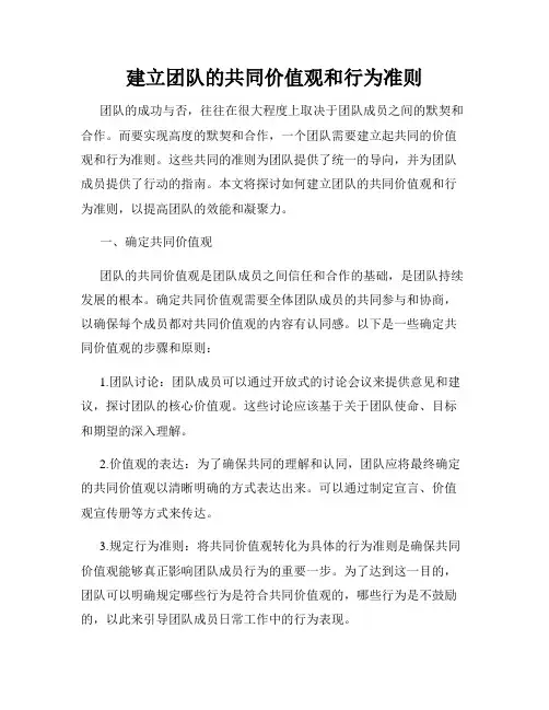 建立团队的共同价值观和行为准则