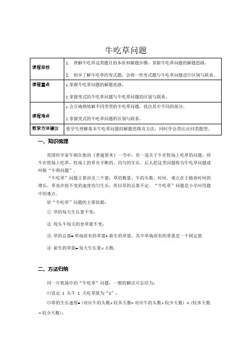 六年级上册数学讲义-牛吃草问题-人教版(含答案)