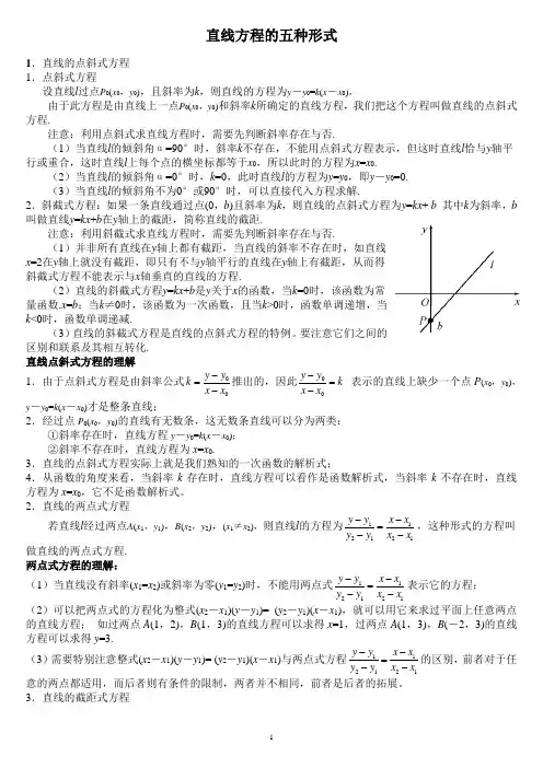 直线方程五种形式教师
