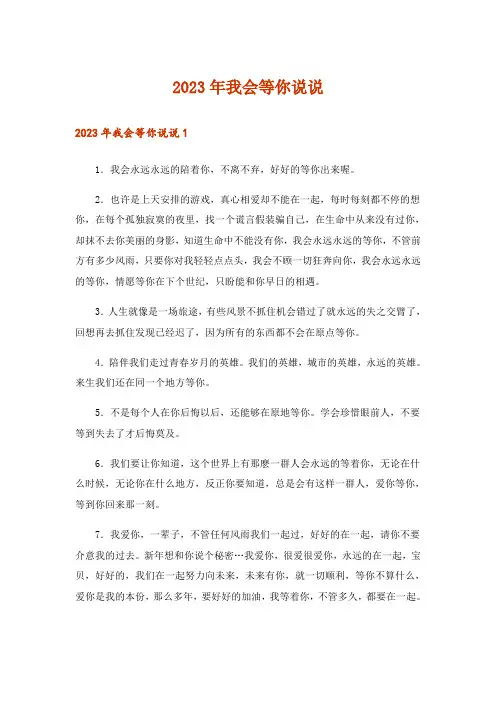 2023年我会等你说说