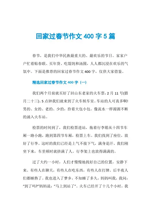 回家过春节作文400字5篇