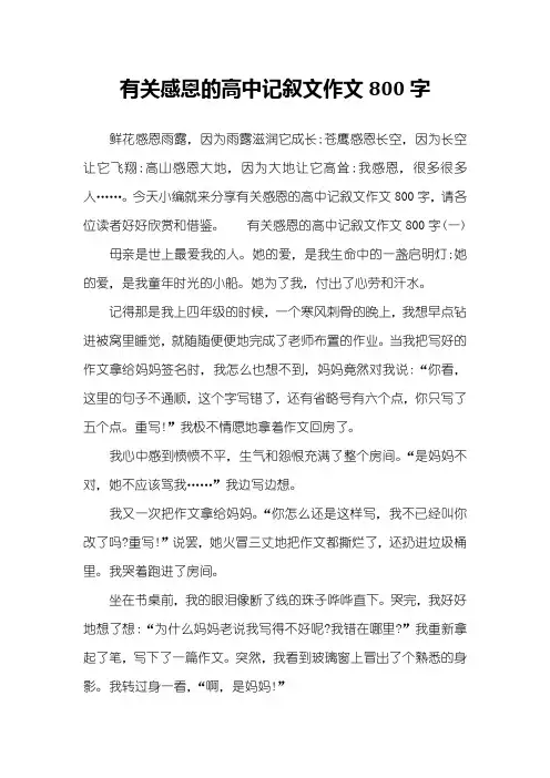 有关感恩的高中记叙文作文800字