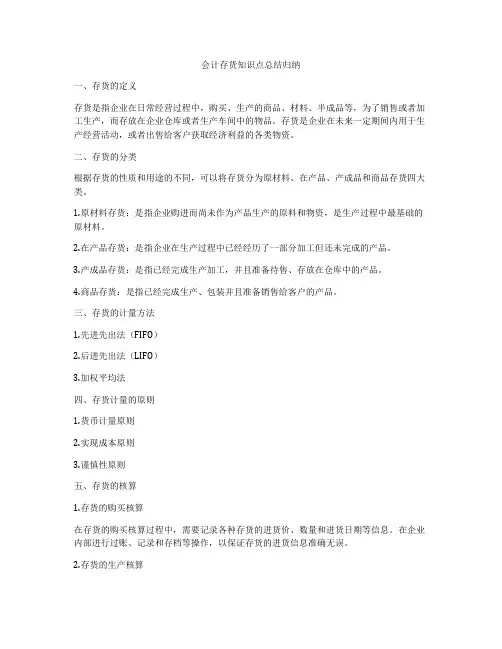 会计存货知识点总结归纳