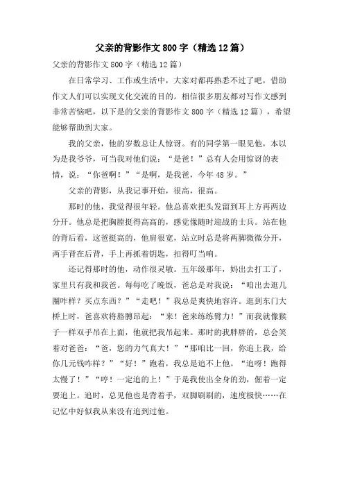 父亲的背影作文800字(12篇)