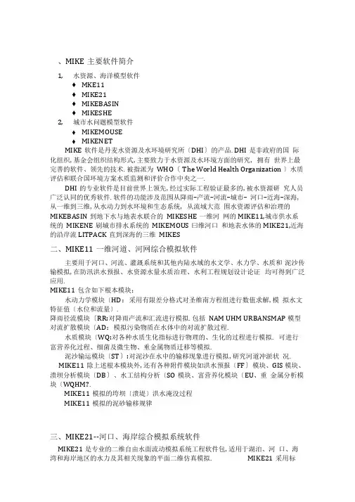 MIKE系列软件介绍