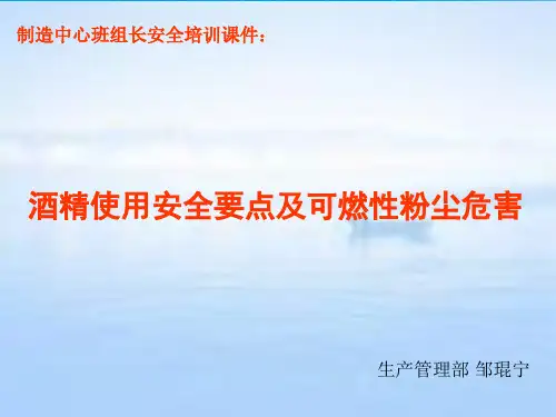 酒精使用安全要点及其可燃性粉尘危害(ppt 29页)