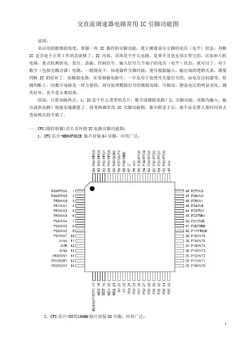 电路常用IC引脚功能图