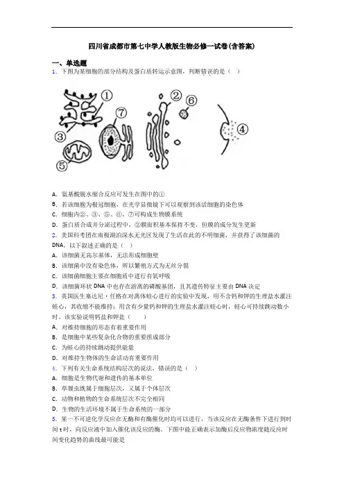 四川省成都市第七中学人教版生物必修一试卷(含答案)