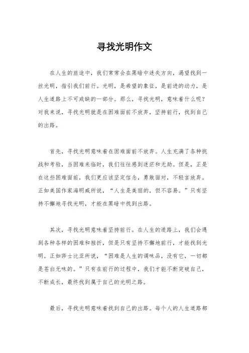 寻找光明作文