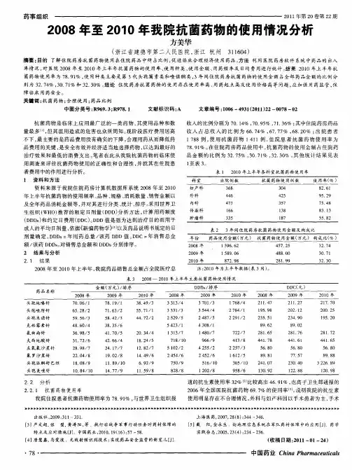 2008年至2010年我院抗菌药物的使用情况分析