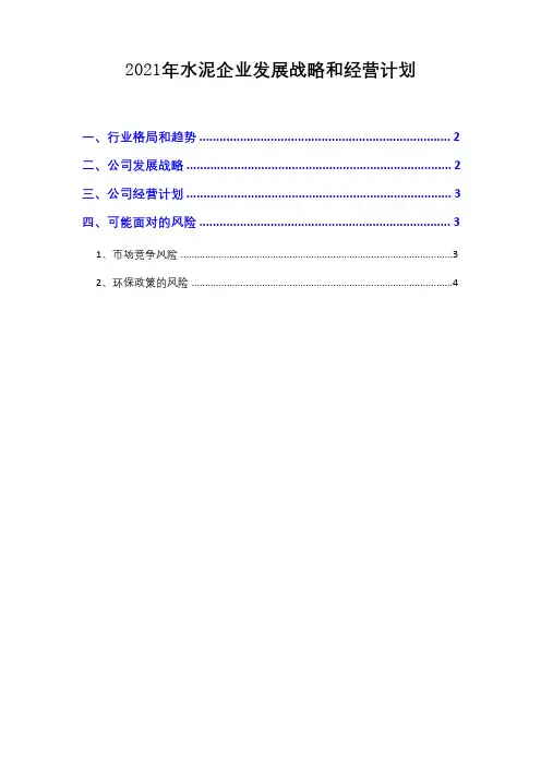 2021年水泥企业发展战略和经营计划( word 可编辑版)