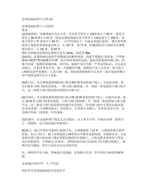 足球场地标准尺寸（草皮）