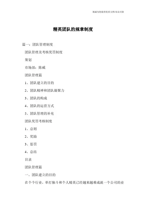 精英团队的规章制度