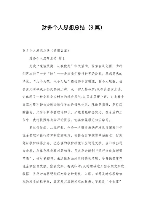财务个人思想总结(3篇)