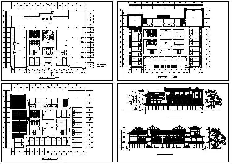 某民居自建式旅店cad设计建筑施工图纸（标注详细）