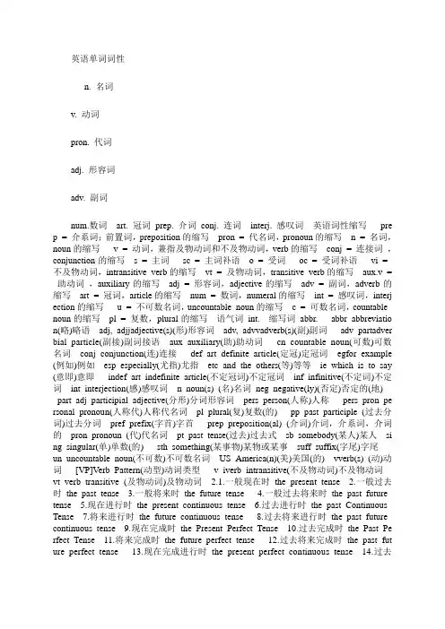 英语单词词性