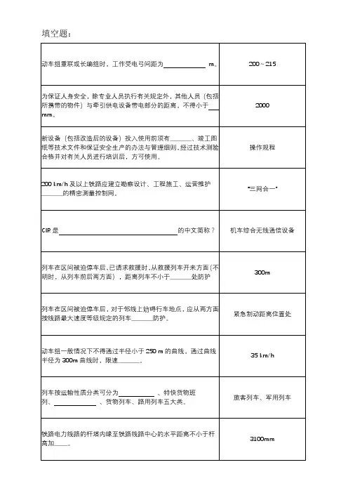 佛山西所2019年技能考评理论题库填空题