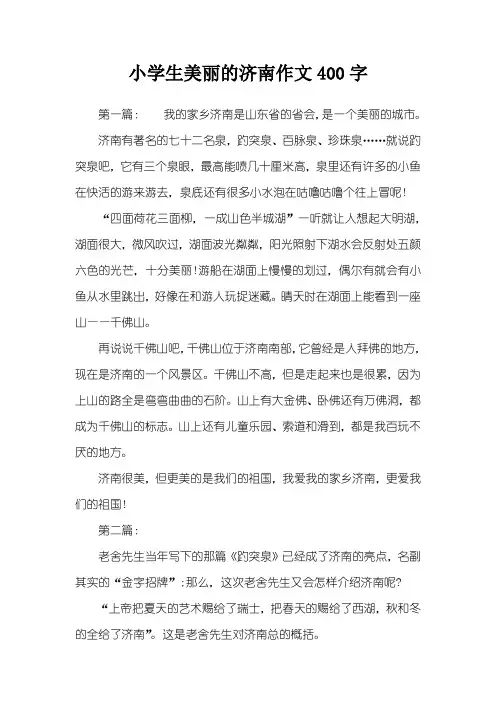 小学生美丽的济南作文400字