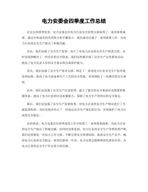 电力安委会四季度工作总结