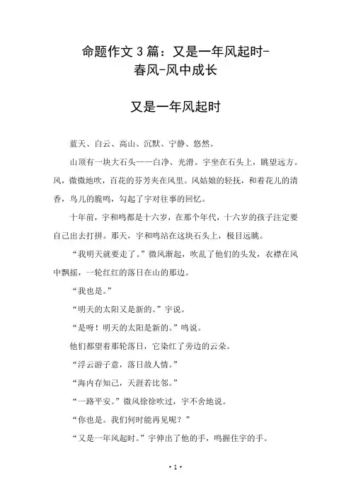 命题作文3篇：又是一年风起时-春风-风中成长