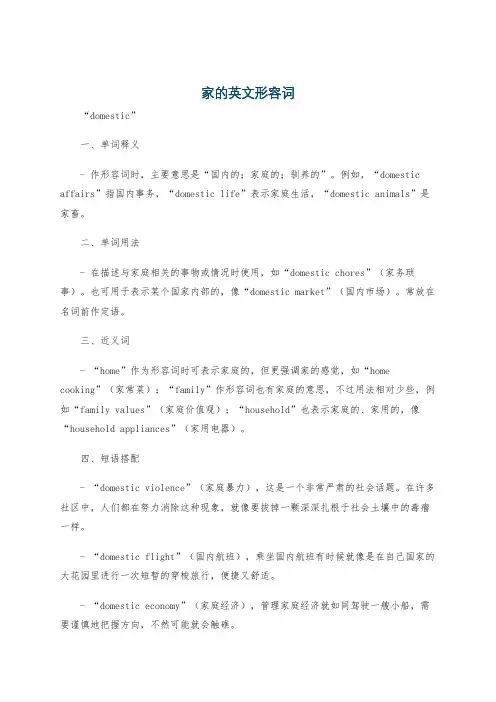 家的英文形容词