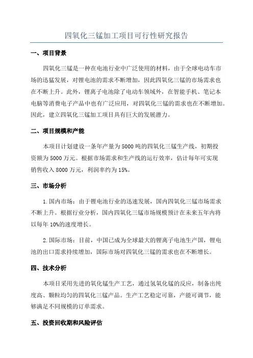 四氧化三锰加工项目可行性研究报告