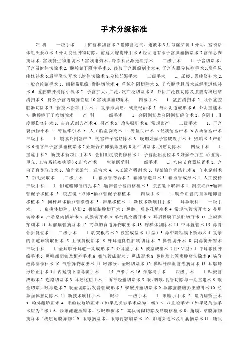 手术分级标准
