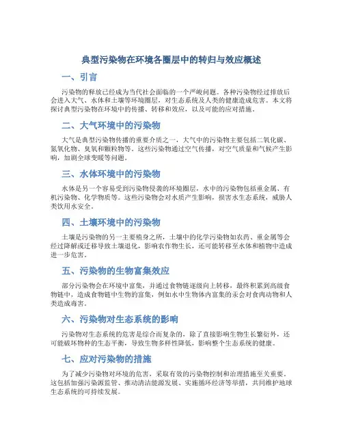 典型污染物在环境各圈层中的转归与效应概述