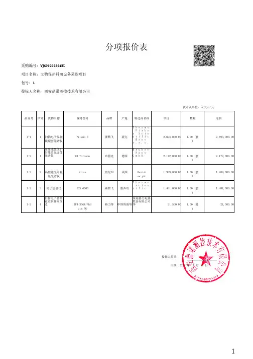 分项报价表