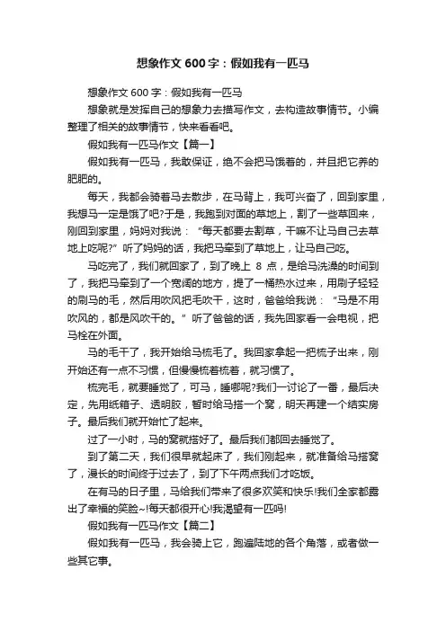 想象作文600字：假如我有一匹马