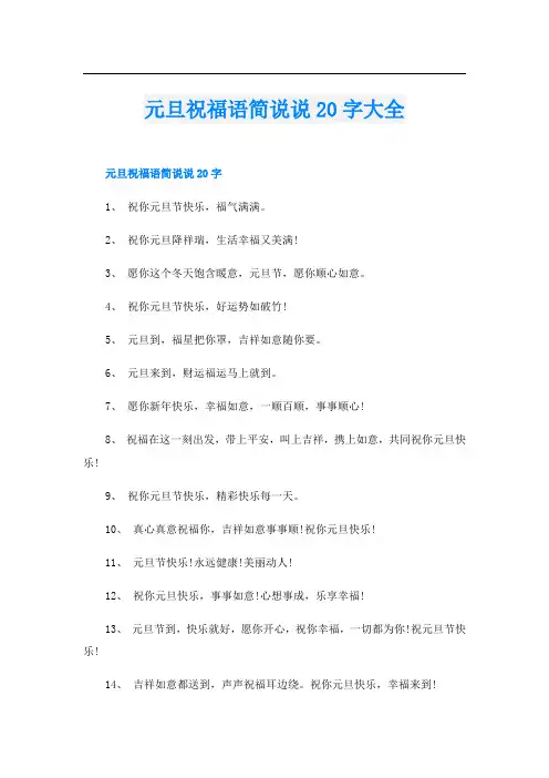 元旦祝福语简说说20字大全