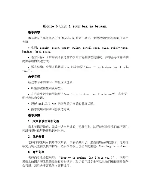 Module 5 Unit 1 Your bag is broken. (教案)-2022-2023