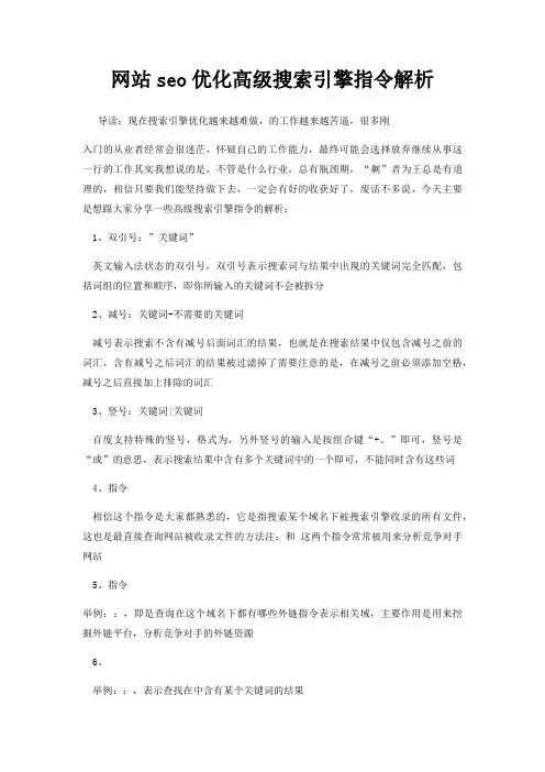 网站seo优化高级搜索引擎指令解析