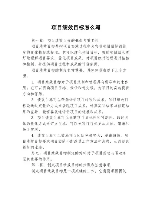 项目绩效目标怎么写