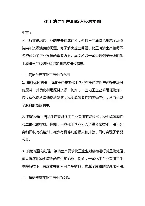 化工清洁生产和循环经济实例