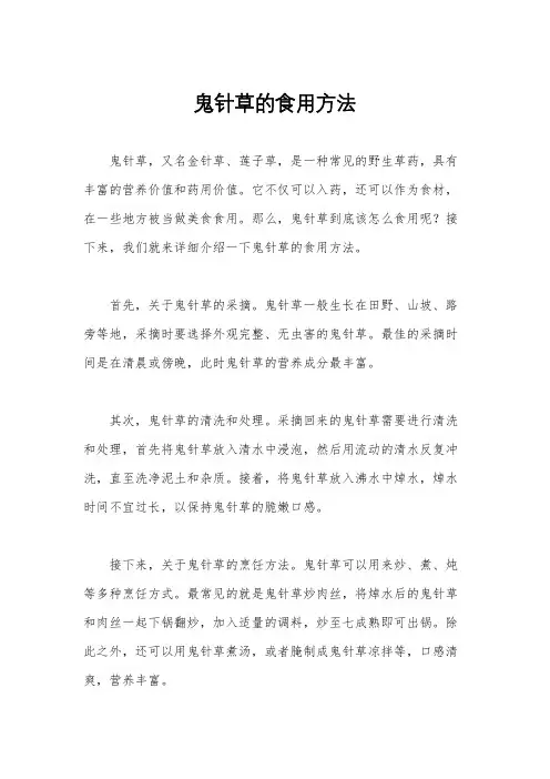鬼针草的食用方法