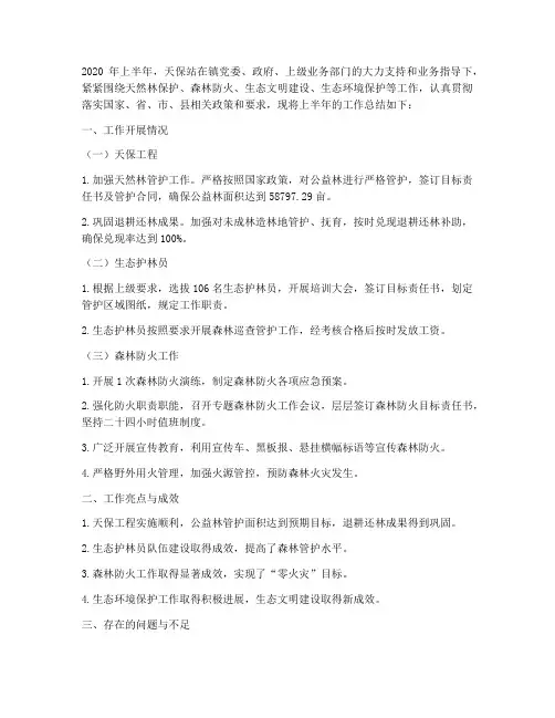 天保站半年工作总结