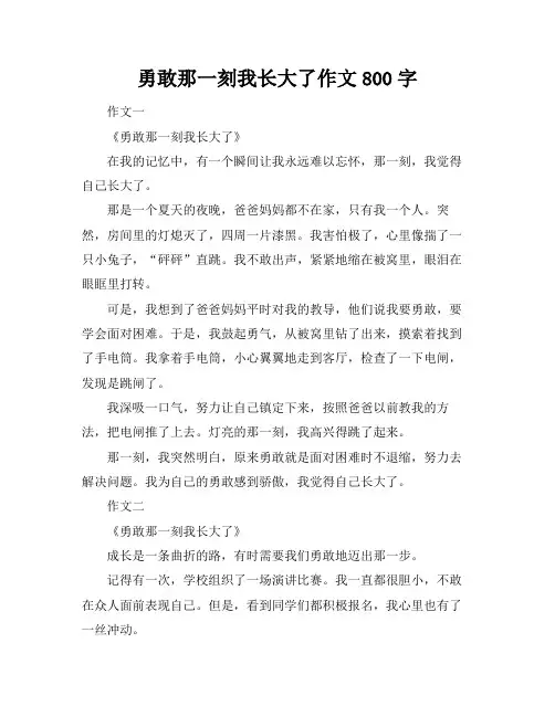 勇敢那一刻我长大了作文800字