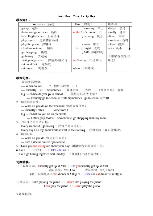 pep小学五年级英语下册知识点整理