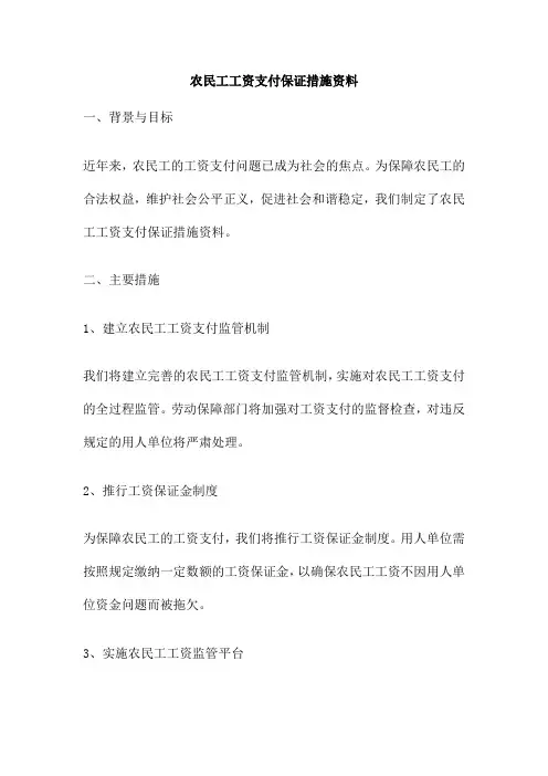 农民工工资支付保证措施资料